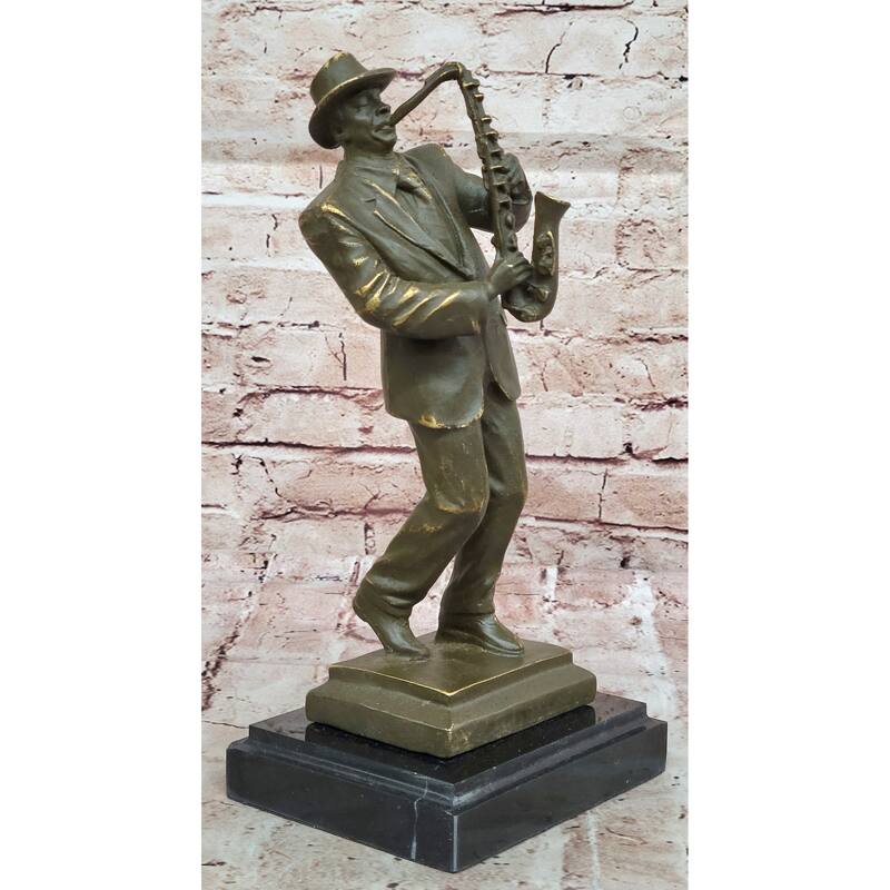 Jazz Saxophone Player Bronze Sculpture - Mid-Century Music Art