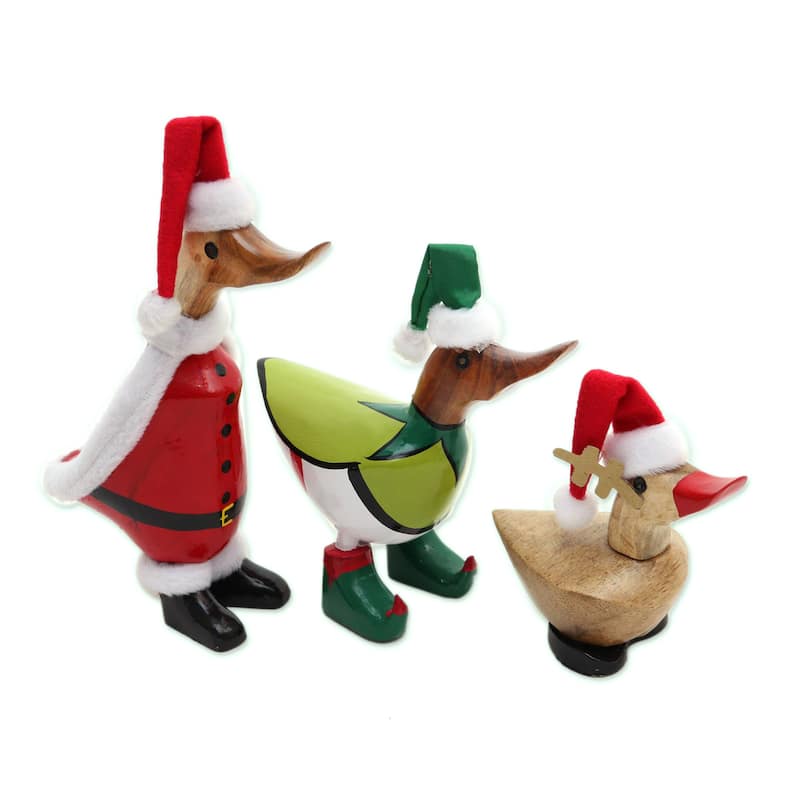 Novica Handmade Santas Team Bamboo Root Sculptures
