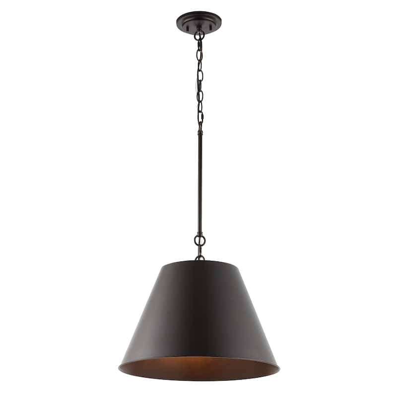 Henry 12" 1-Light Industrial Farmhouse Iron LED Pendant, Oil Rubbed Bronze by JONATHAN Y