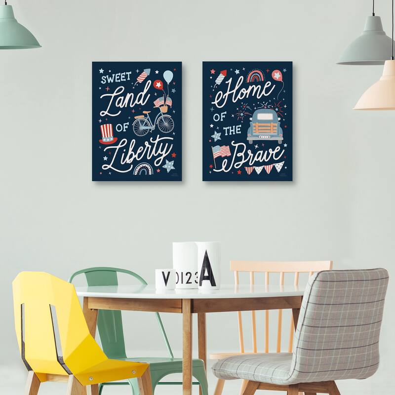 Stars and Stripes III, Stars and Stripes IV by Laura Marshall Canvas Art Prints