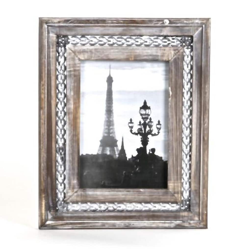 Brown With Gray Wood And Metal Photo Frame