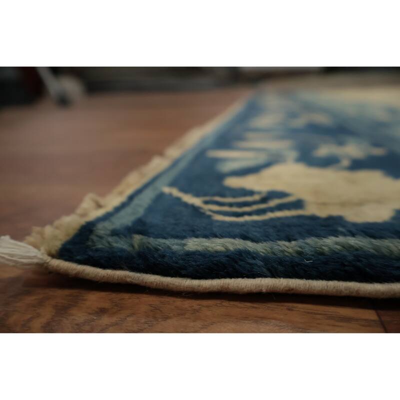 Hand Knotted Oriental 100% Wool Carpet Traditional Floral Yellow & Gold Art Deco Area Rug - 9' 5'' X 7' 5''