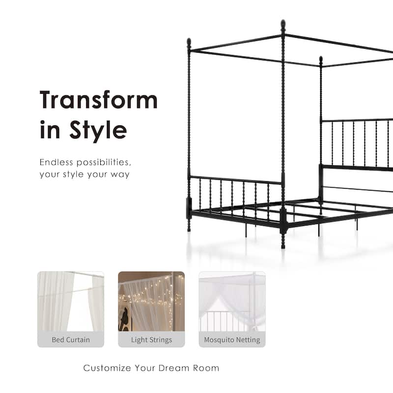 Furniture of America Elliot Metal Kids Canopy Bed.