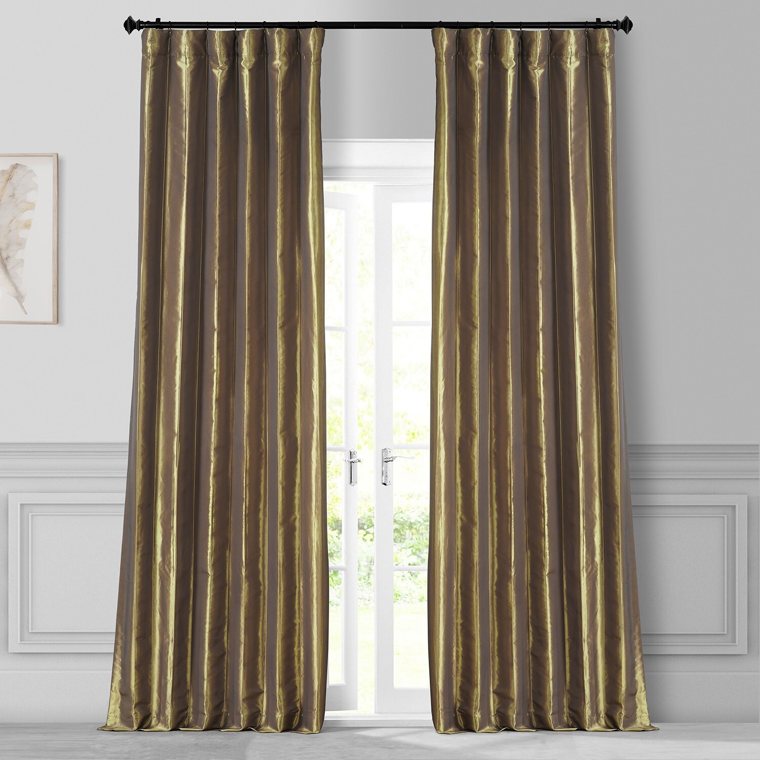 Exclusive Fabrics Gold Nugget Faux Silk Taffeta Curtain (1 Panel) -  Overstock - 8494366