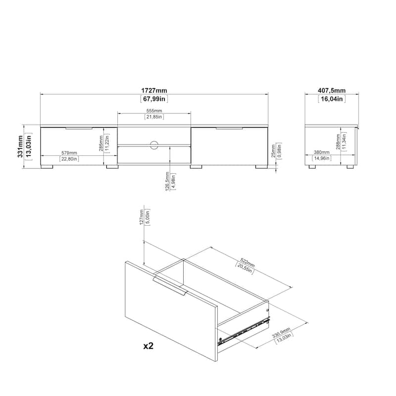 Porch & Den Match 2-Drawer and 2-Shelf TV Stand