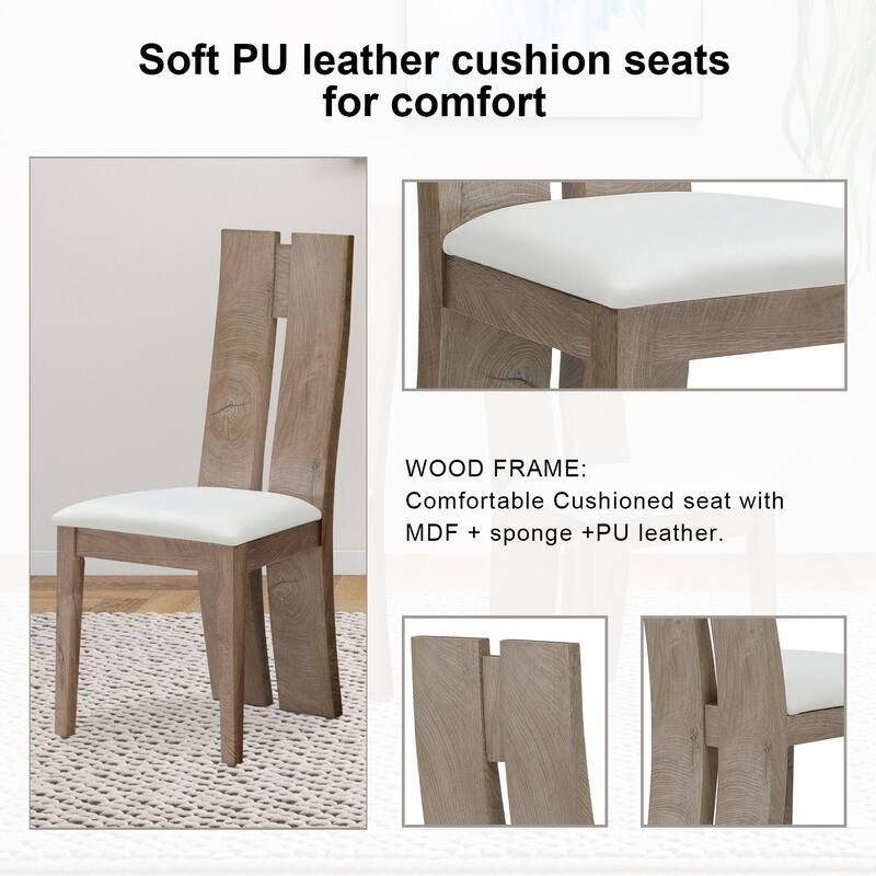 Set of 2 PU Upholstered Armless High Back Dining Chairs