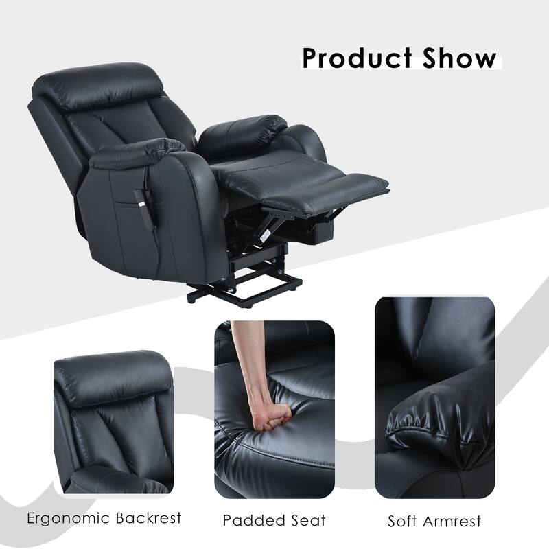 Blue Power Lift Recliner for Elderly with Remote & Side Pocket