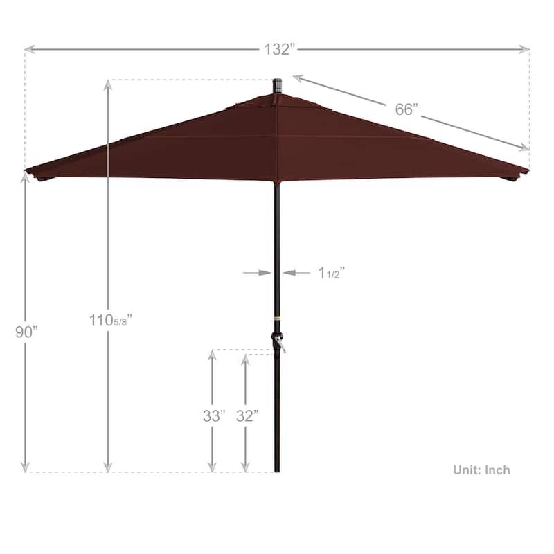 California Umbrella 11' Round Aluminum Crank Open Auto Tlit Patio Umbrella, Bronze Finish, Double Wind Vent.