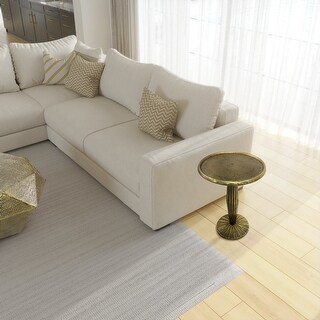 17-Inch Modern Side Table with Round Top and Fluted Base in Antique ...
