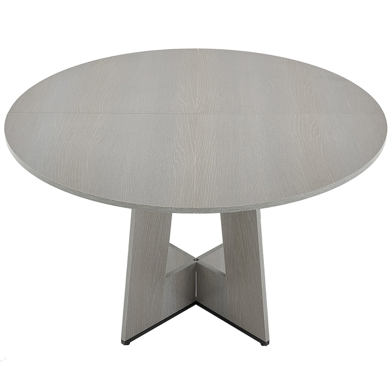 47 in Round Dining Table for Small Spaces 4-6 Person Grey Wood - 47.24 x 47.24 x 29.53 inch - Grey