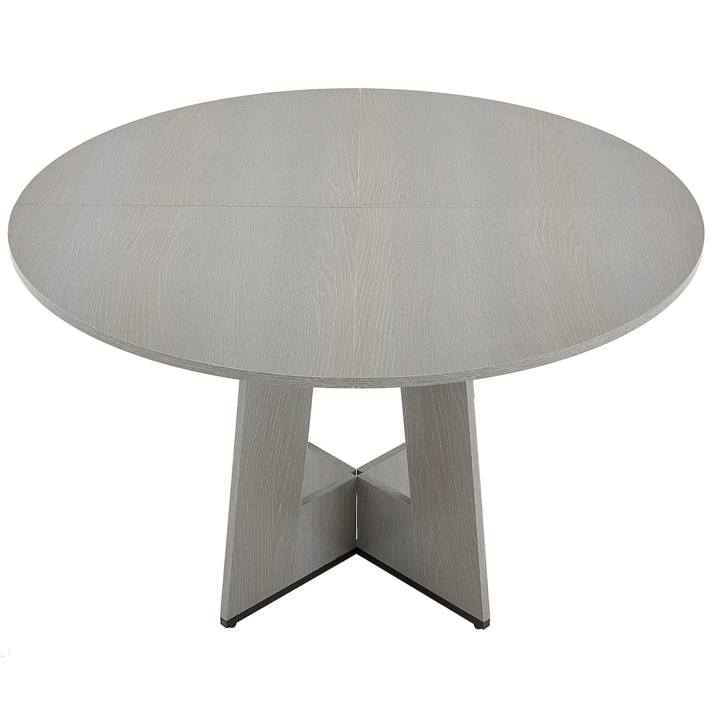 47 in Round Dining Table for Small Spaces 4-6 Person Grey Wood - 47.24 x 47.24 x 29.53 inch