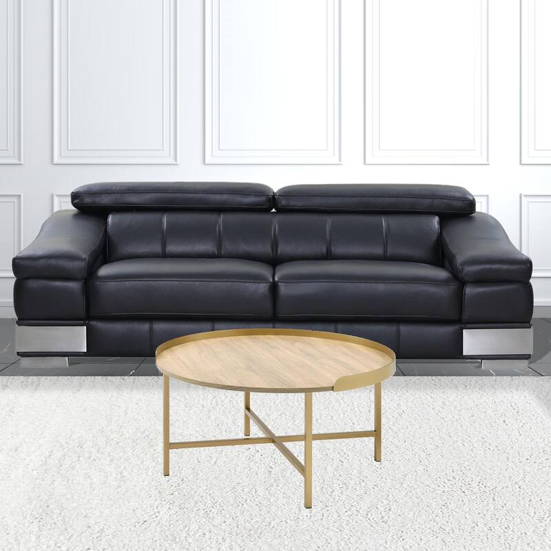 34" Round Coffee Table with Removable Tray Top and Metal Base - 34” x 34” x 18”