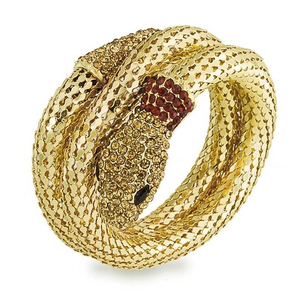 Bling Jewelry Flex Mesh Crystal Snake Bangle Wrap Bracelet Gold Bling Jewelry Flex Mesh Crystal Snake Bangle Wrap Bracelet Gold Plated