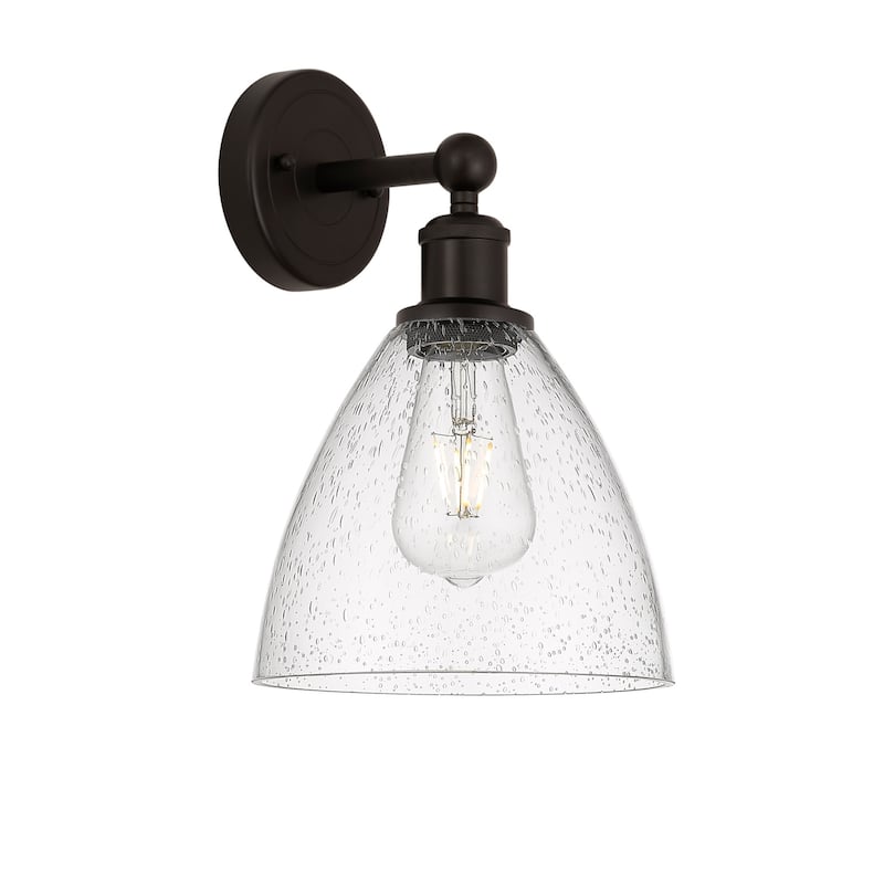 Innovations Lighting 616-1W-12-8 Bristol Sconce Bristol Glass 12" Tall - Oil Rubbed Bronze / Seedy