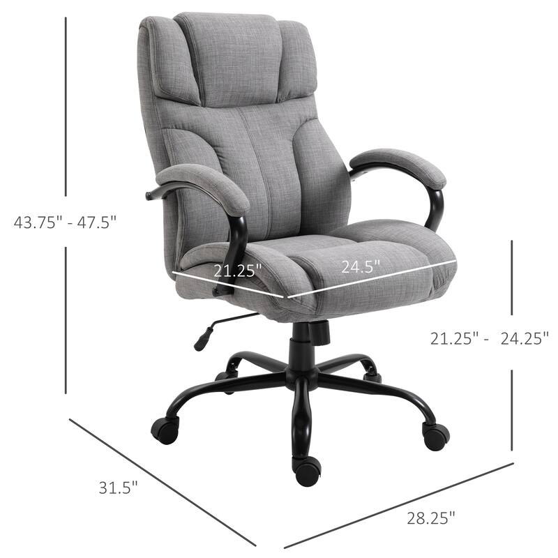 Vinsetto Swivel Ergonomic Big & Tall Office Computer Desk Chair with 5 Univeral Wheels & a Linen Finish
