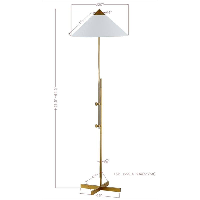 Indy 64" Floor Lamp with Linen Shade, Gold