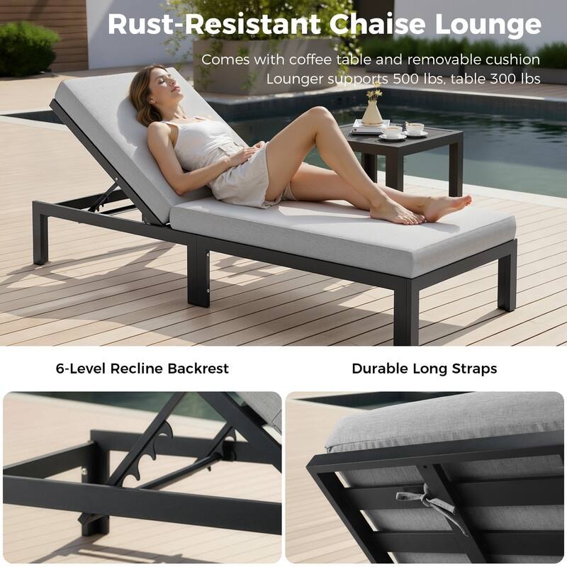 11-Piece Luxury Aluminum Outdoor Furniture Set with Chaise Lounge & Fire Pit Table, 29" Deep Seating Aluminum Patio Sectional