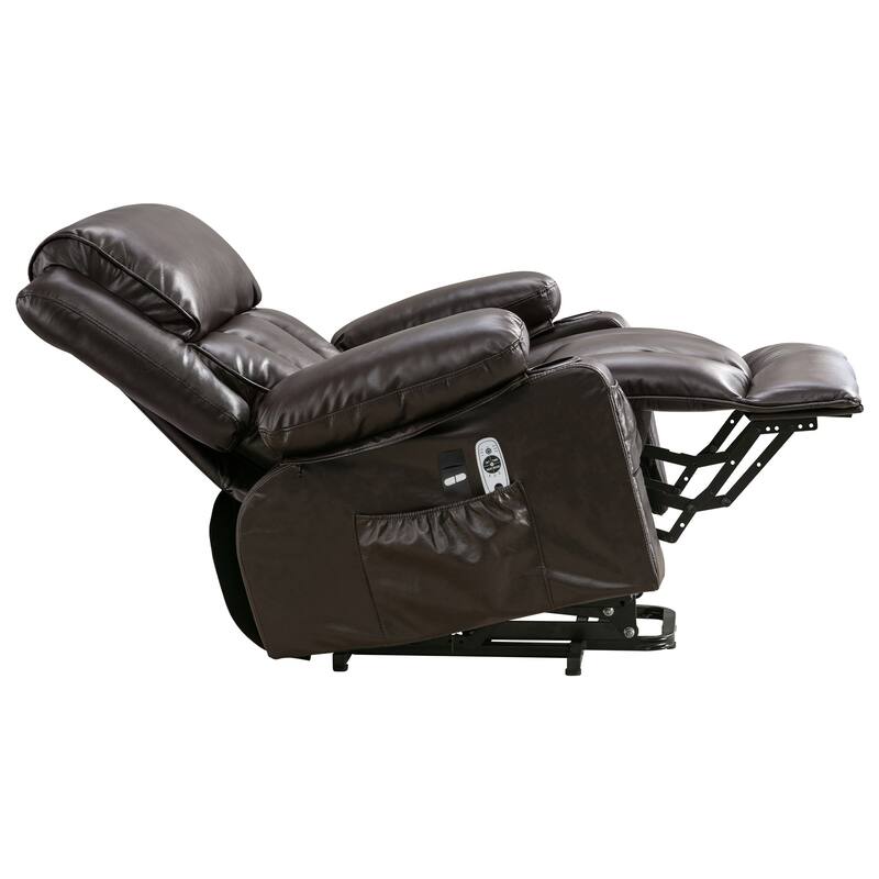 Power Lift Faux Leather Recliner Chair with Massage, Heat, USB Port, and Dual Storage Pockets