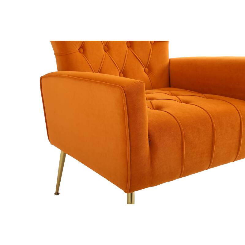 Orange 31.5" Velvet Button Tufted Arm Chair