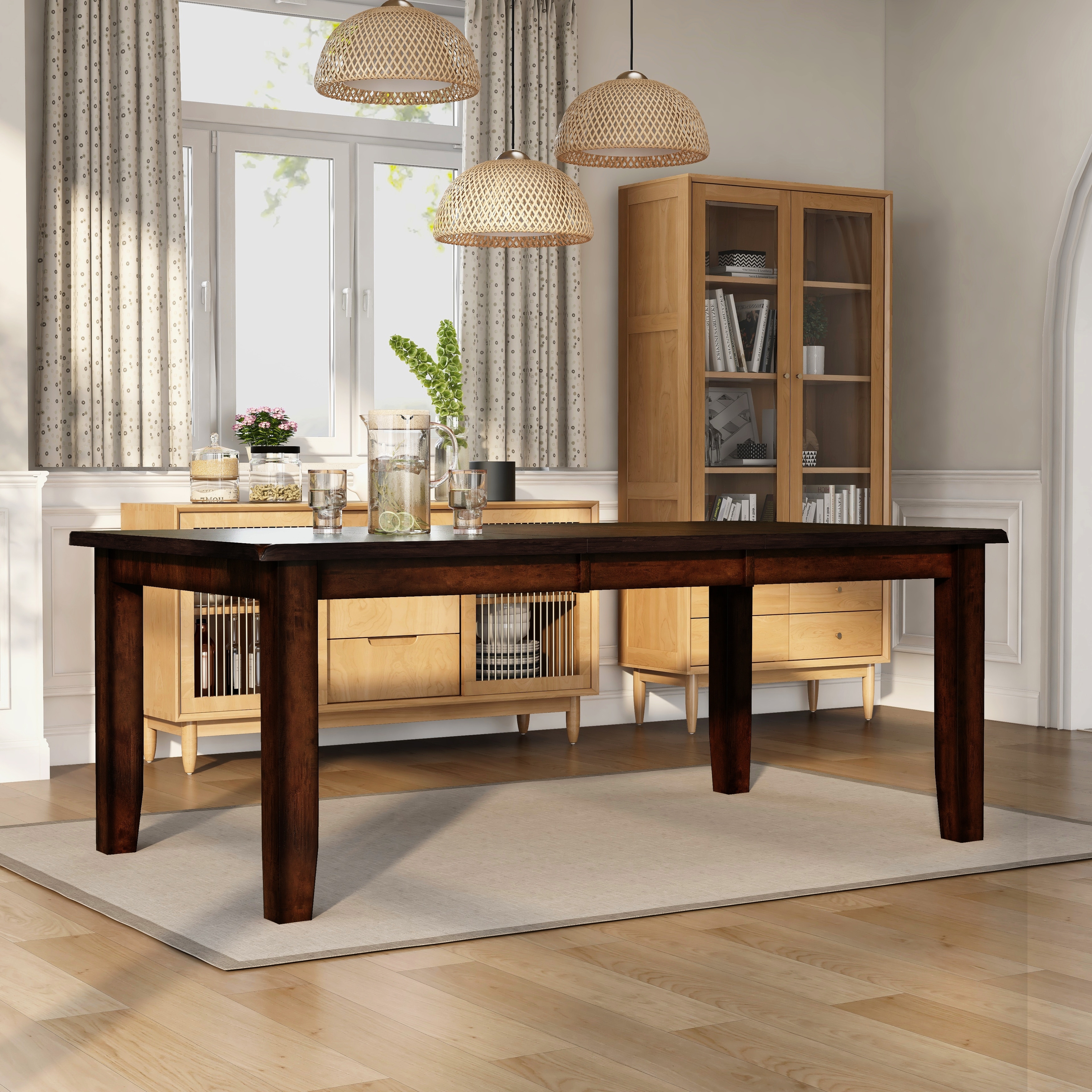 Furniture of America Paur Cottage Cherry 78-inch Expanding Dining Table