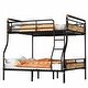 preview thumbnail 20 of 37, Metal Bunk Bed Retro Black Bed Frame with Ladder and Guardrail, Industrial Detachable Bunkbeds Convertible 2 Platform Beds