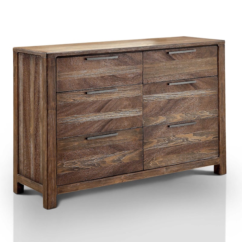 Lome Rustic Natural Tone 56-inch Wide 6-Drawer Wood Dresser by Furniture of America - Rustic Natural Tone