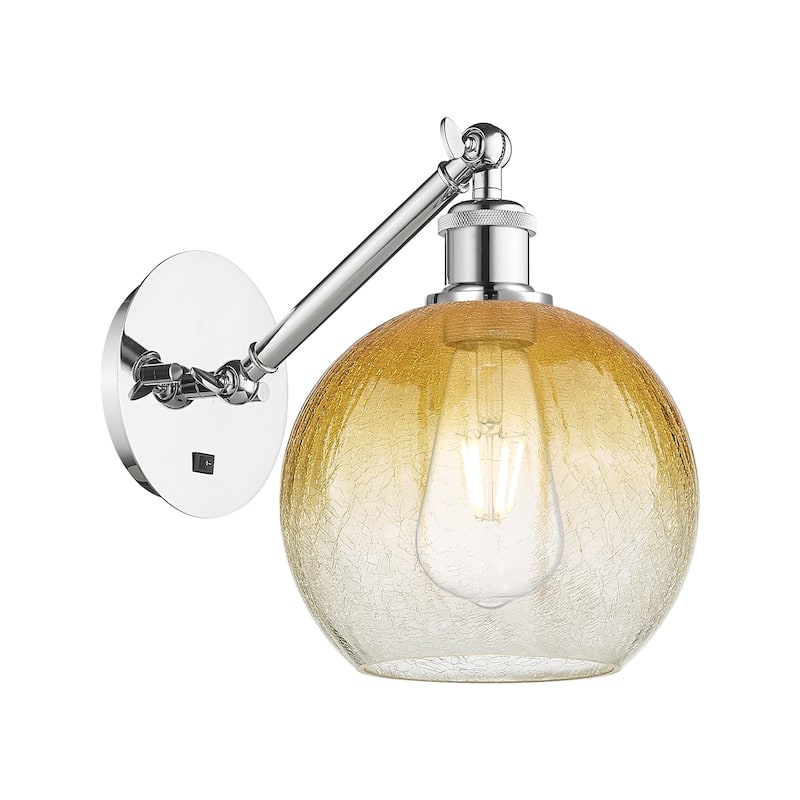 Innovations Lighting 317-1W-11-8 Brookhaven Globe Sconce Brookhaven - Polished Chrome / Amber