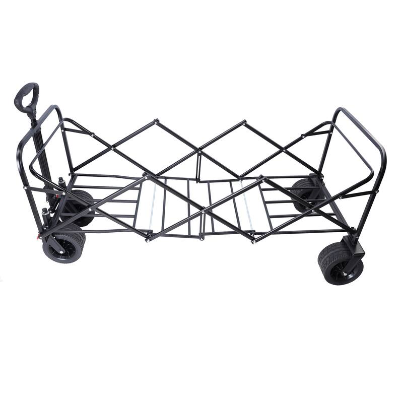 Large Collapsible Wagon Cart - 30% More Space, Steel Frame, Brake Wheels, and Adjustable Handle for Camping, Garden & Sports