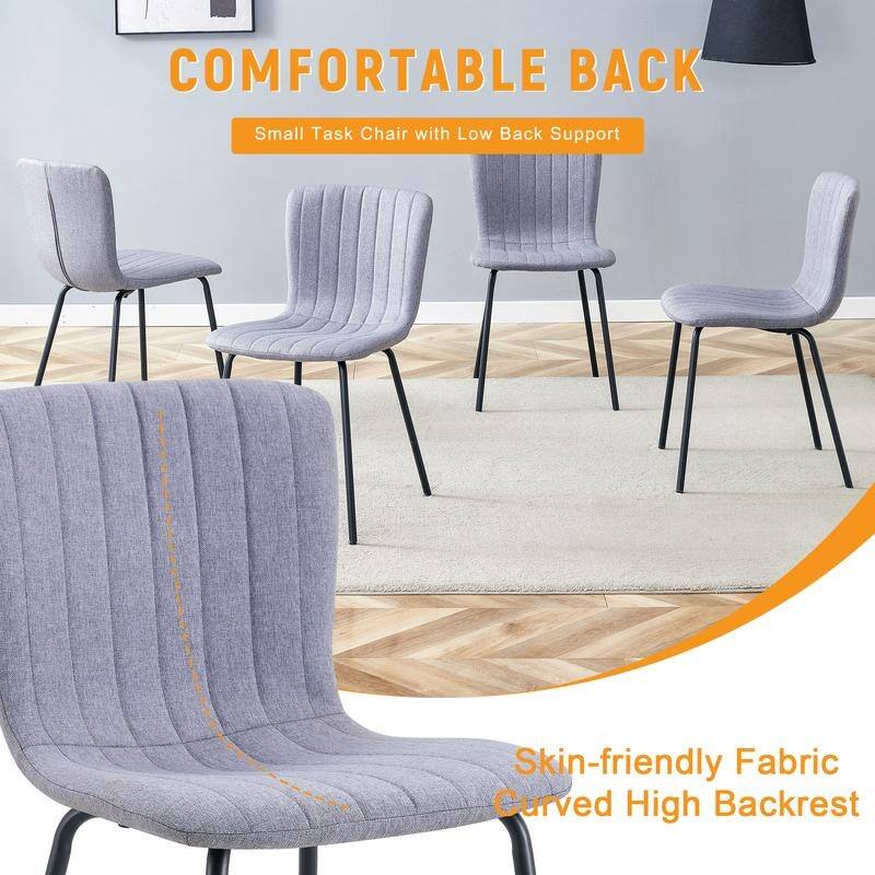 Set of 4 Minimalist Dining Chairs – Premium Black Metal Leg Design for Modern Interiors, Versatile Style Adaptability