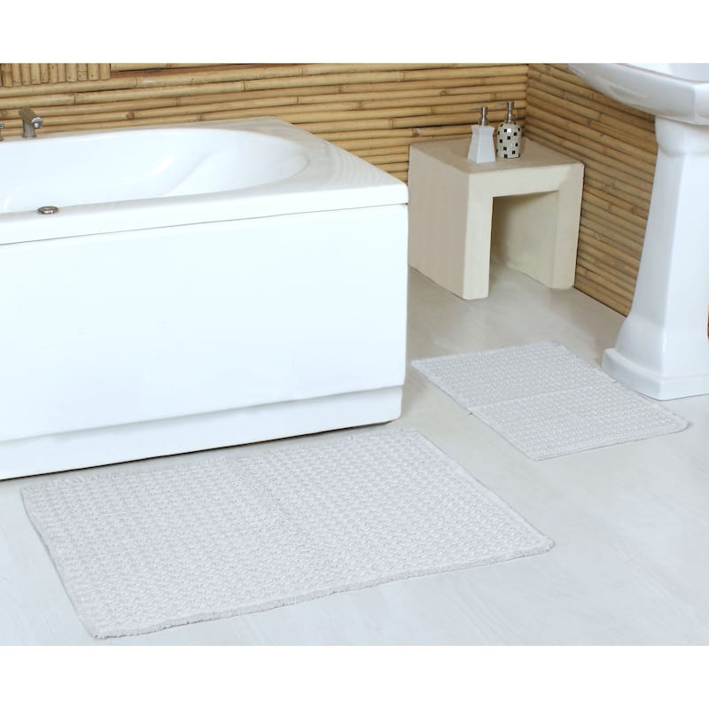 Belgian Waffle Recycled Polyester Eco-Friendly Bath Rug - White - 20x32