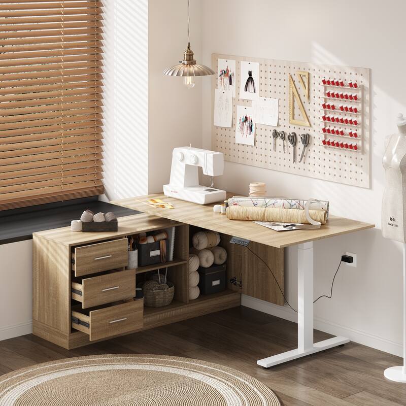 Super-Sized Standing Desk with Electric Lift - 63"x31.5"PC Desktop Electric Height Adjustable Standing Desk