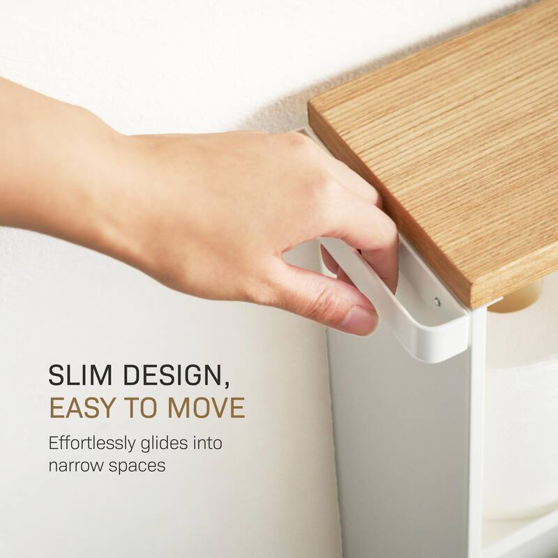 Yamazaki Home Rolling Storage Cart, Steel, Minimal Assembly - L 18.7 x W 5.12 x H 26.97 inches