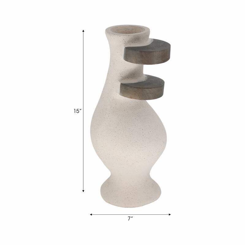 Sagebrook Home Ecomix Ivory Cylinder Textured Abstract Vase