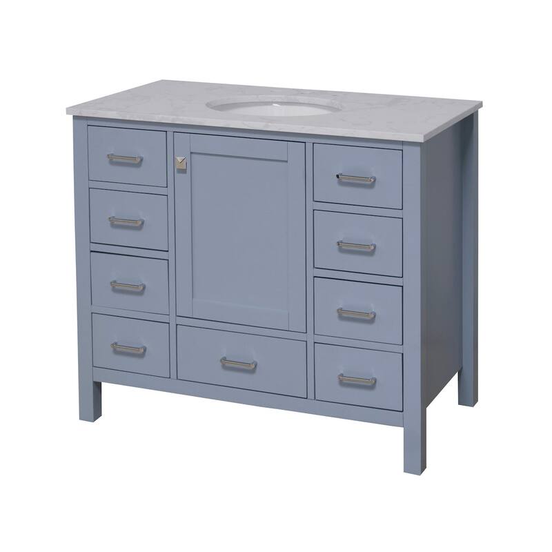KitchenBathCollection Horizon 42" Bathroom Vanity with Engineered Carrara Top