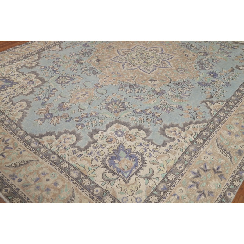 Medallion Tabriz Persian Vintage Rug Oriental Handmade Wool Carpet - 9'3" x 12'4"