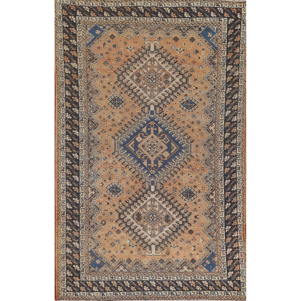 Tribal Bakhtiari Persian Vintage Area Rug Handmade Wool Carpet - 6'7"x 9'10"