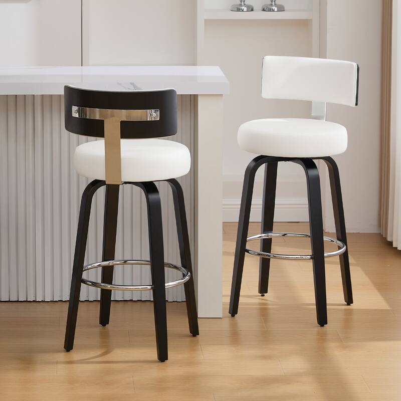 Upholstered Swivel Counter/ Bar Stools with T-Shaped Backrest