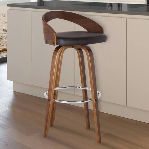 Carson Carrington Solavagen Walnut Upholstered Wood Bar Stool