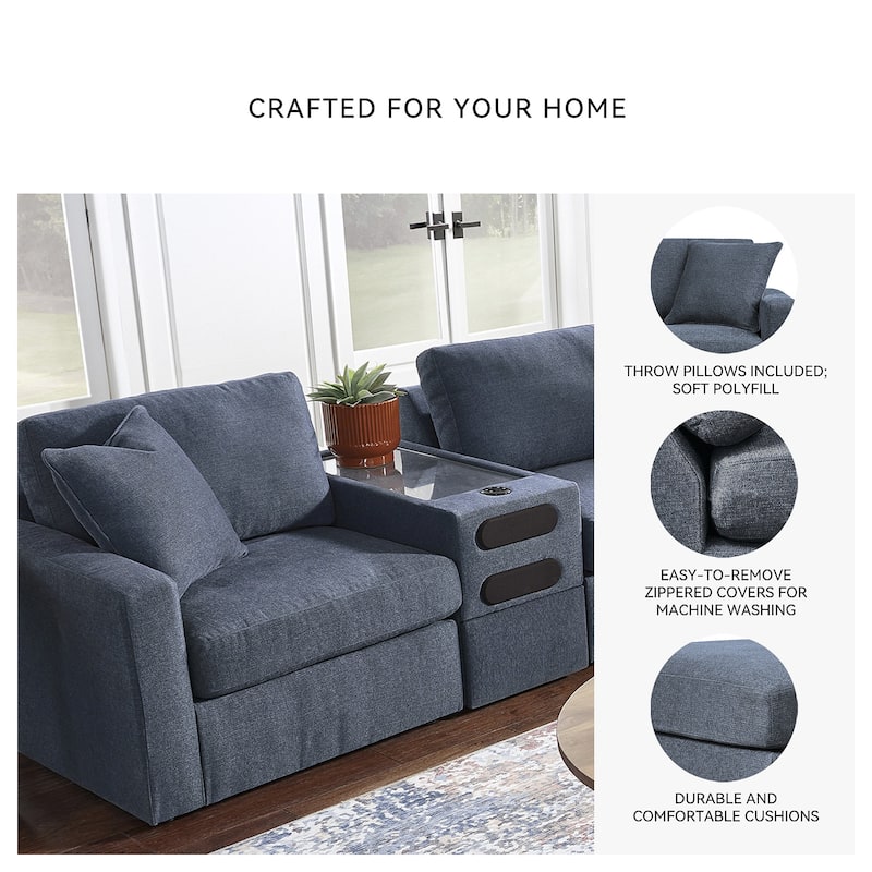 Signature Design by Ashley Modmax 3-Piece Sectional with Audio Console - 93" W x 37" D x 36" H