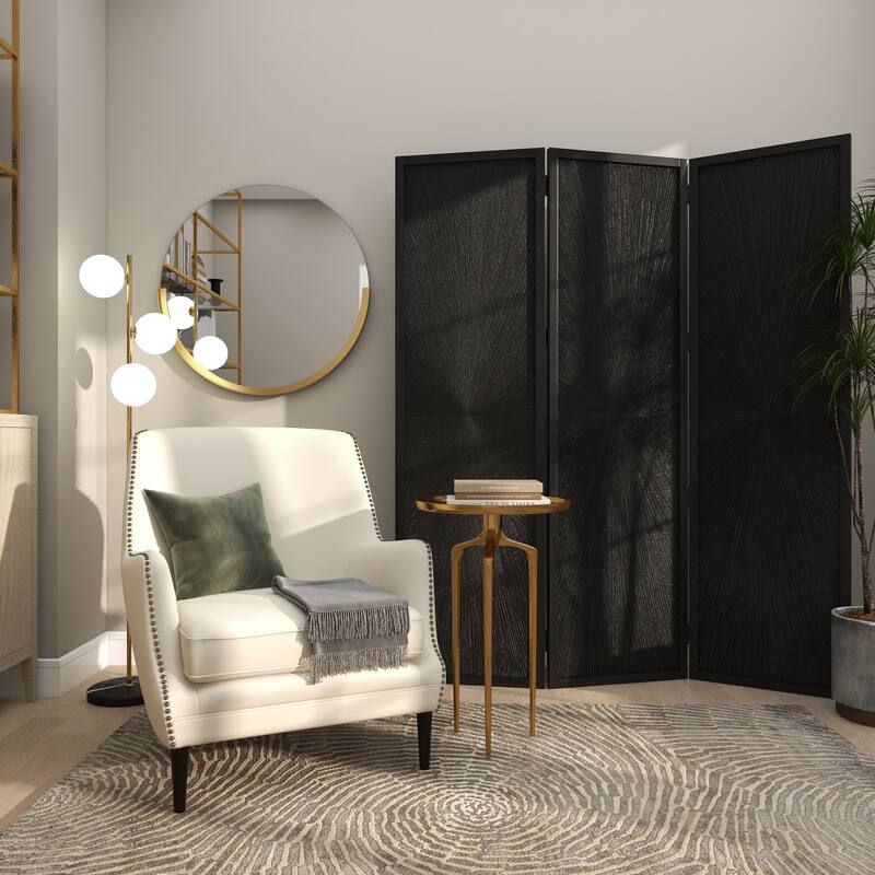 Black or White Mango Wood Contemporary Room Divider Screen with Carved Design - 60 x 70