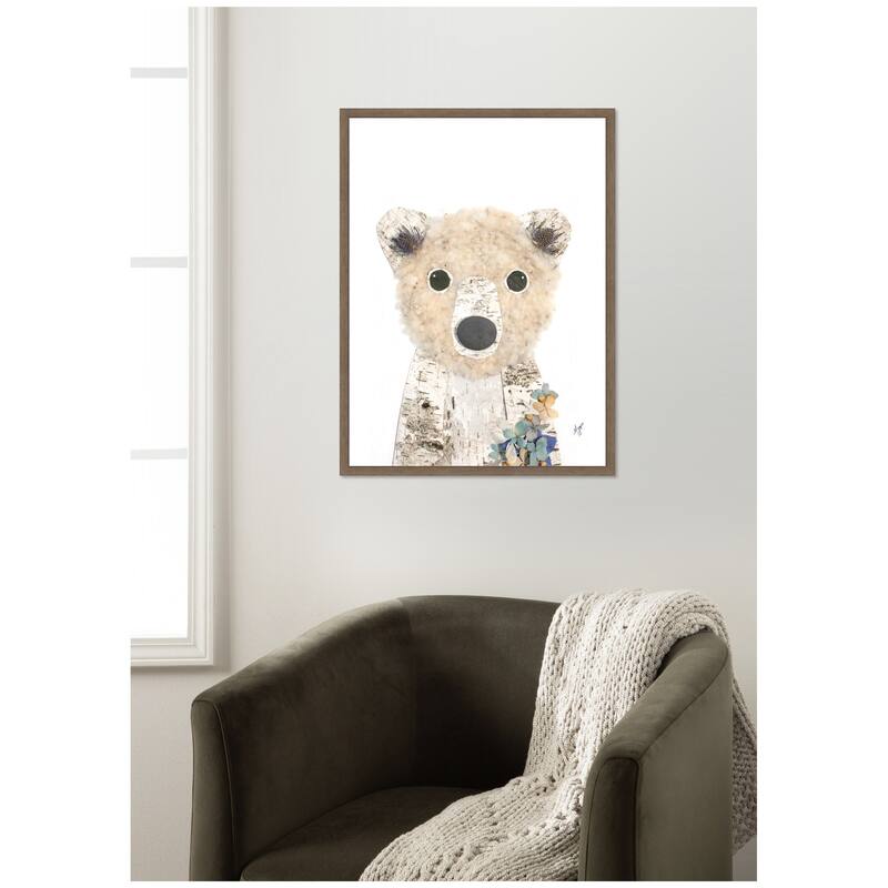 Kate and Laurel Polar Bear by Madeline Jeppesen Framed Canvas Wall Art Print