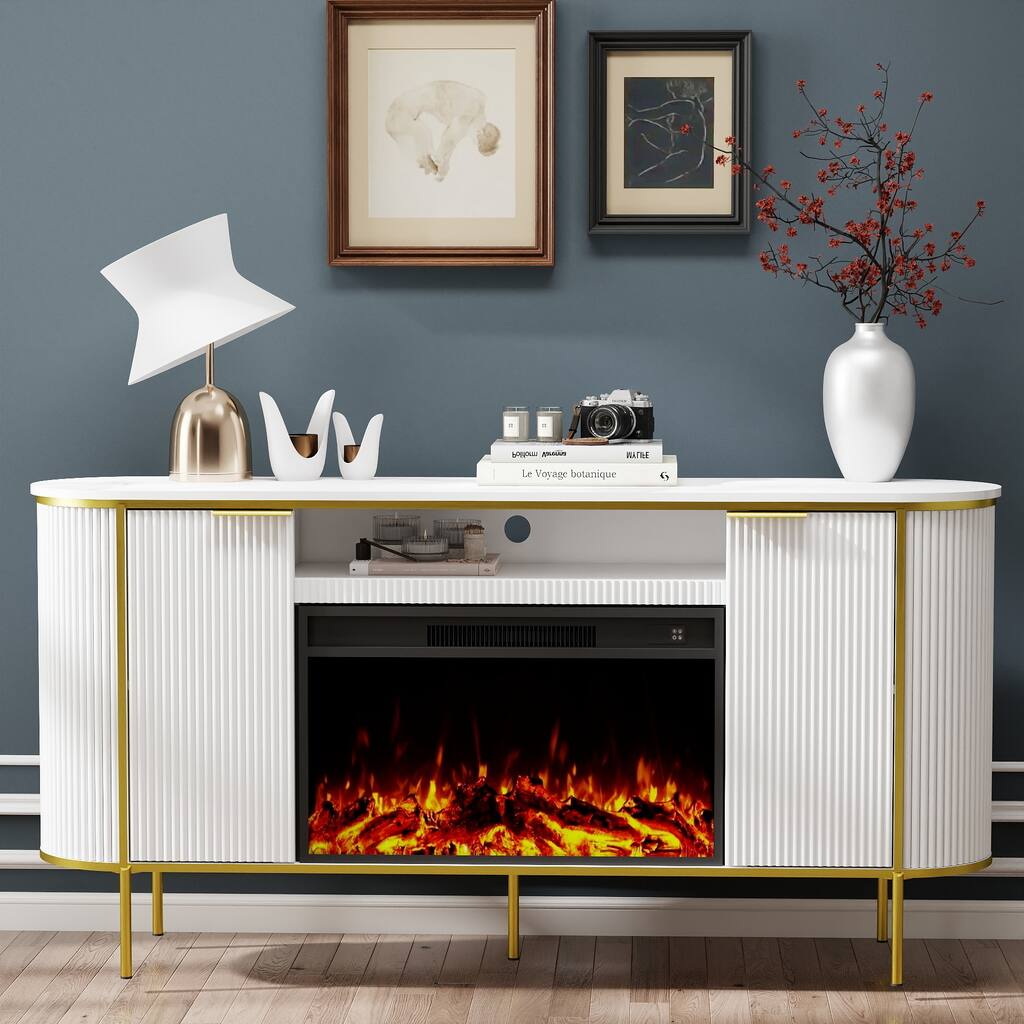 67" Entrainment CentersTV Stand with Fireplace for TVs up to 75"