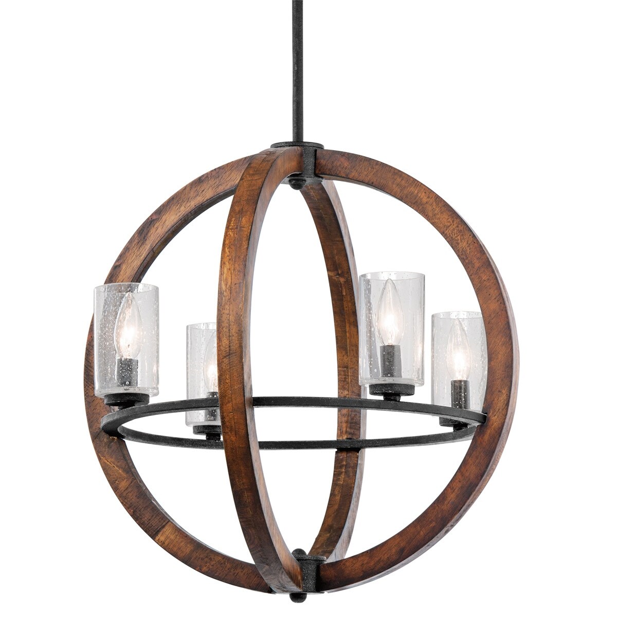 21-inch Distressed Wood 4-Light Orb Chandelier with Glass Shade - Chandeliers For Bedrooms by Overstock.com
