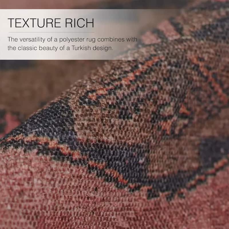 Evadne Machine Washable Medallion Pink/ Blue Area Rug