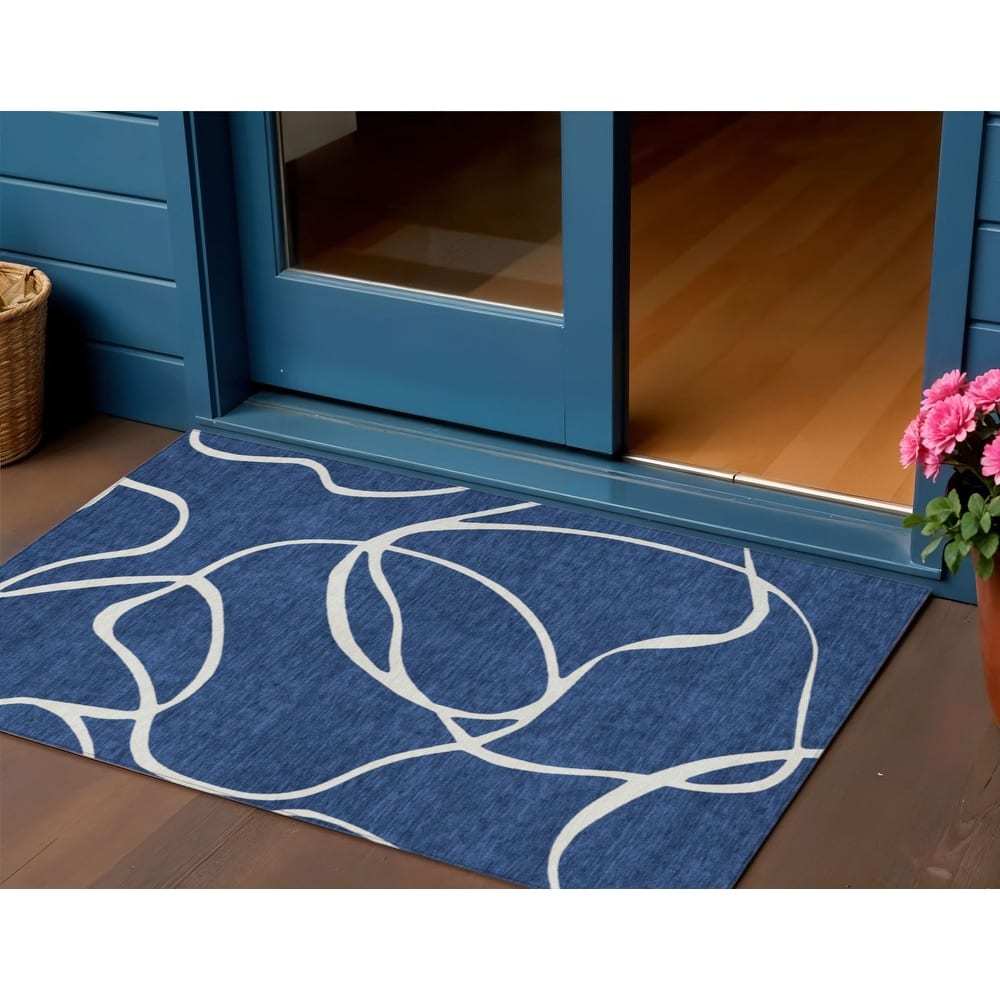 HomeRoots Abstract Transitional Rectangle Outdoor Rug
