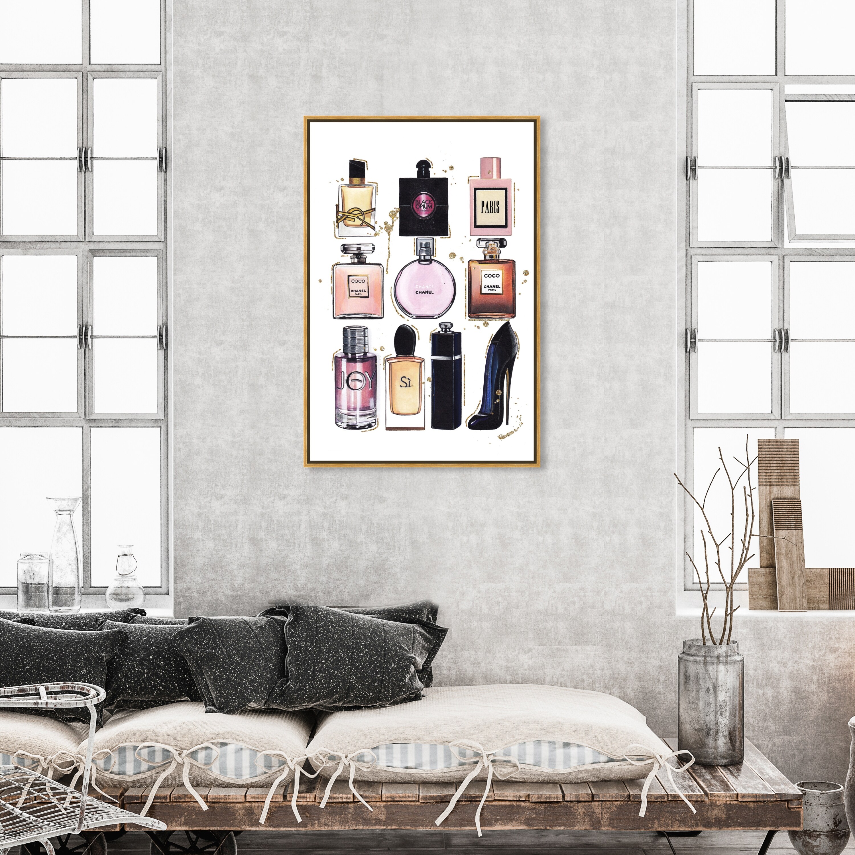 Oliver Gal 'Golden Perfume Collection' Glam Pink Wall Art Canvas