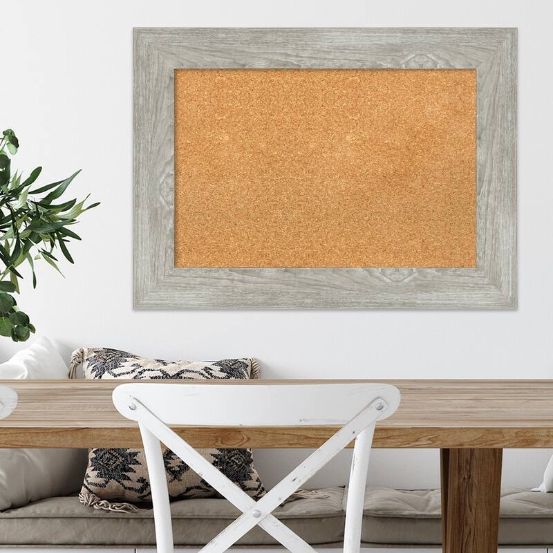 Dove Greywash Framed Cork Bulletin Memo Board