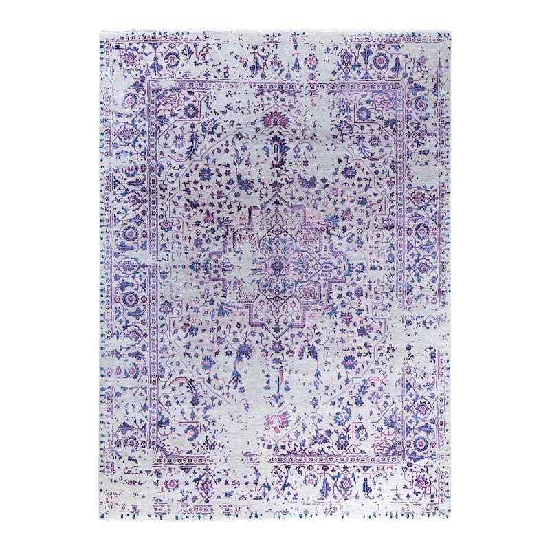 Ikat One-of-a-Kind Hand-Knotted Area Rug, Gray - 9' 1" x 12' 1"