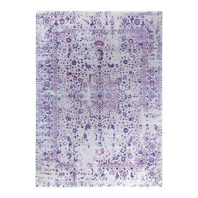 Ikat One-of-a-Kind Hand-Knotted Area Rug, Gray - 9' 1" x 12' 1"