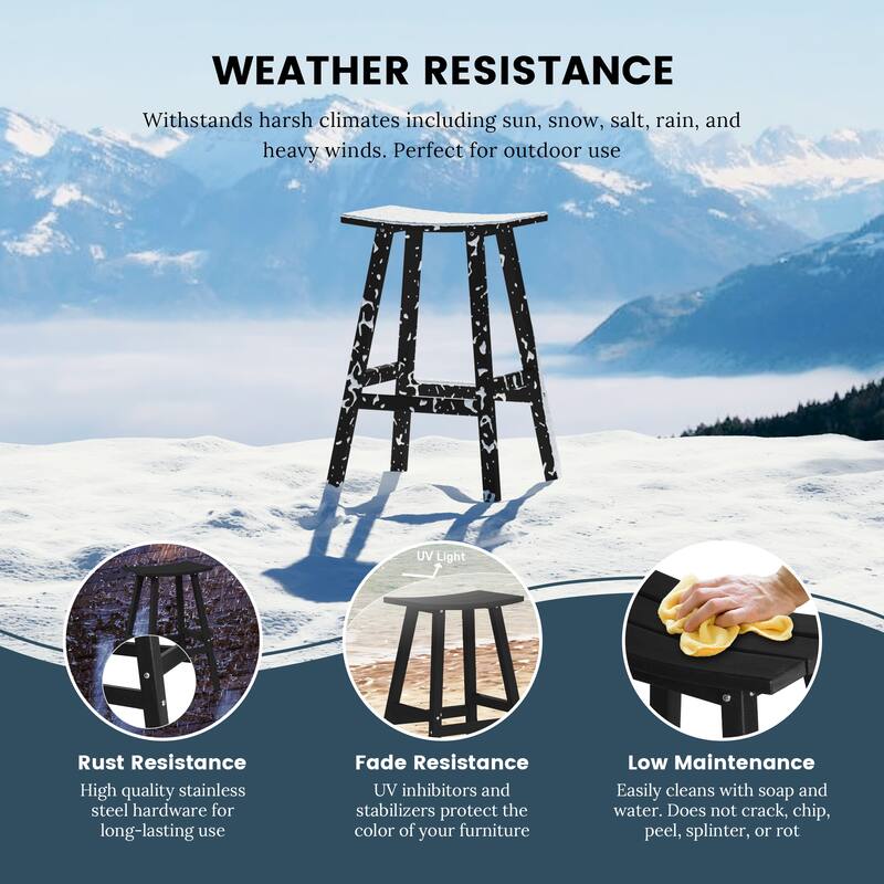 Laguna Hdpe All Weather Outdoor Patio 29" Saddle Seat Bar Stool (Set Of 3)